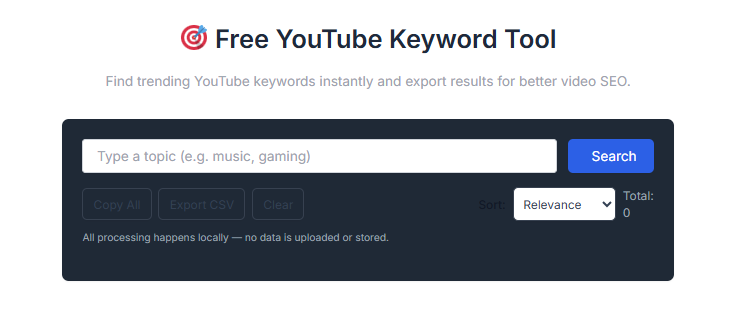 Free YouTube Keyword Tool
